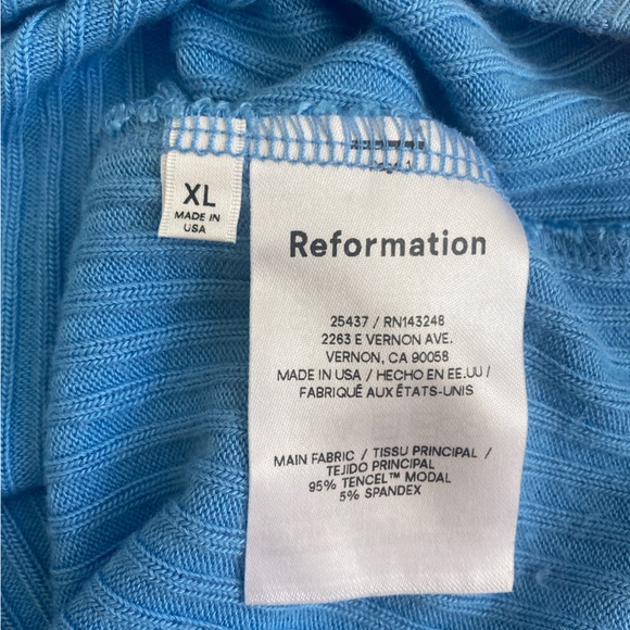 Reformation Blue Ribbed Button-Down Top - Picture 4 of 4